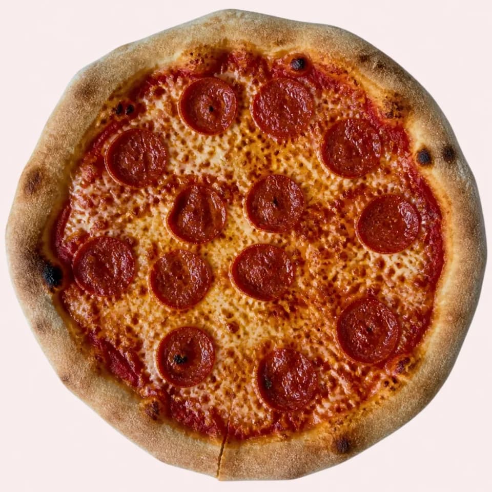 Stone-baked beef pepperoni pizza